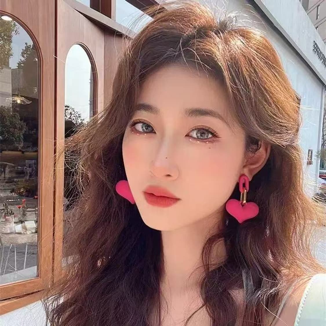 하트 핑크 드롭 귀걸이 상품이미지3