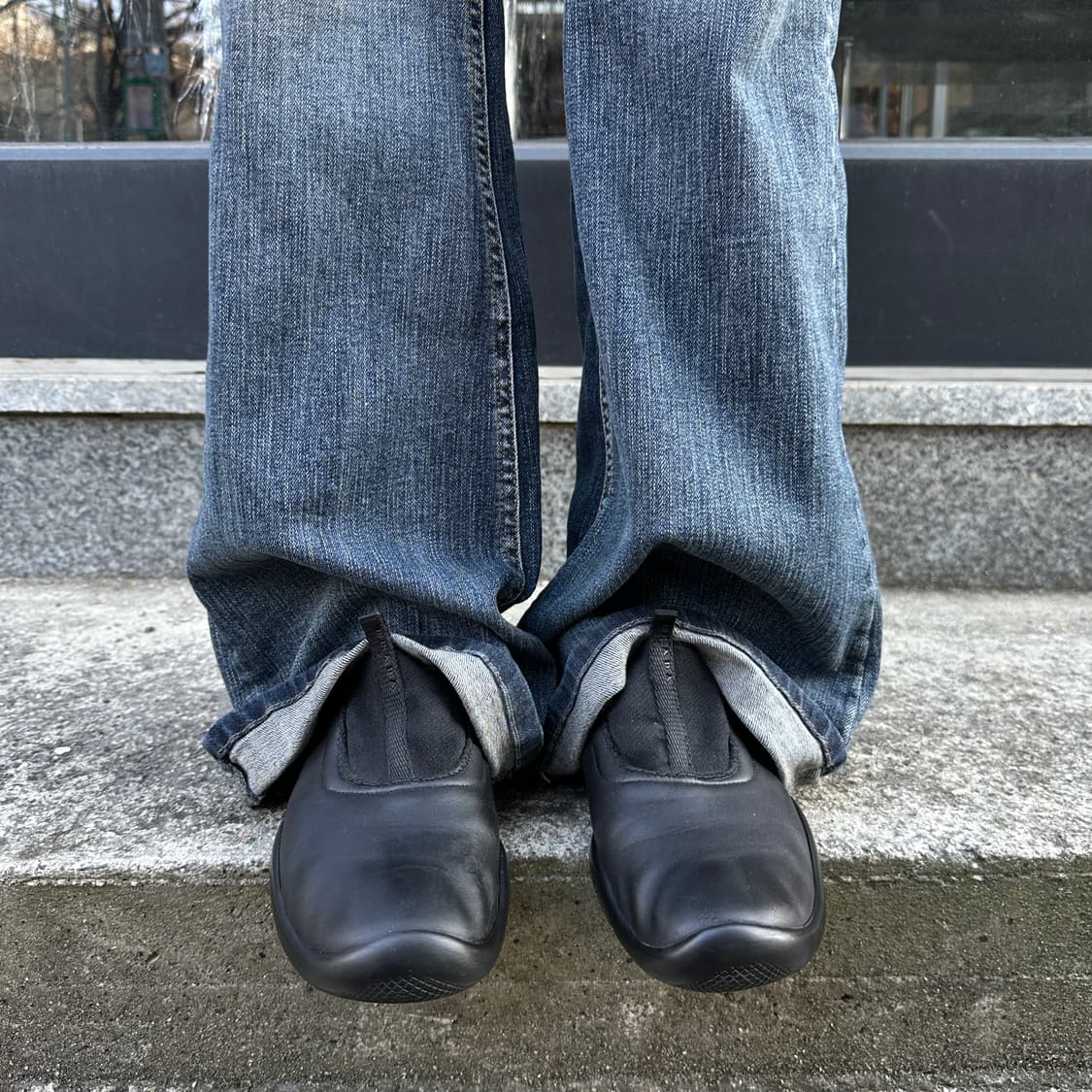 00s 블랙 가죽 프라다 스포츠 스니커즈 상품이미지10