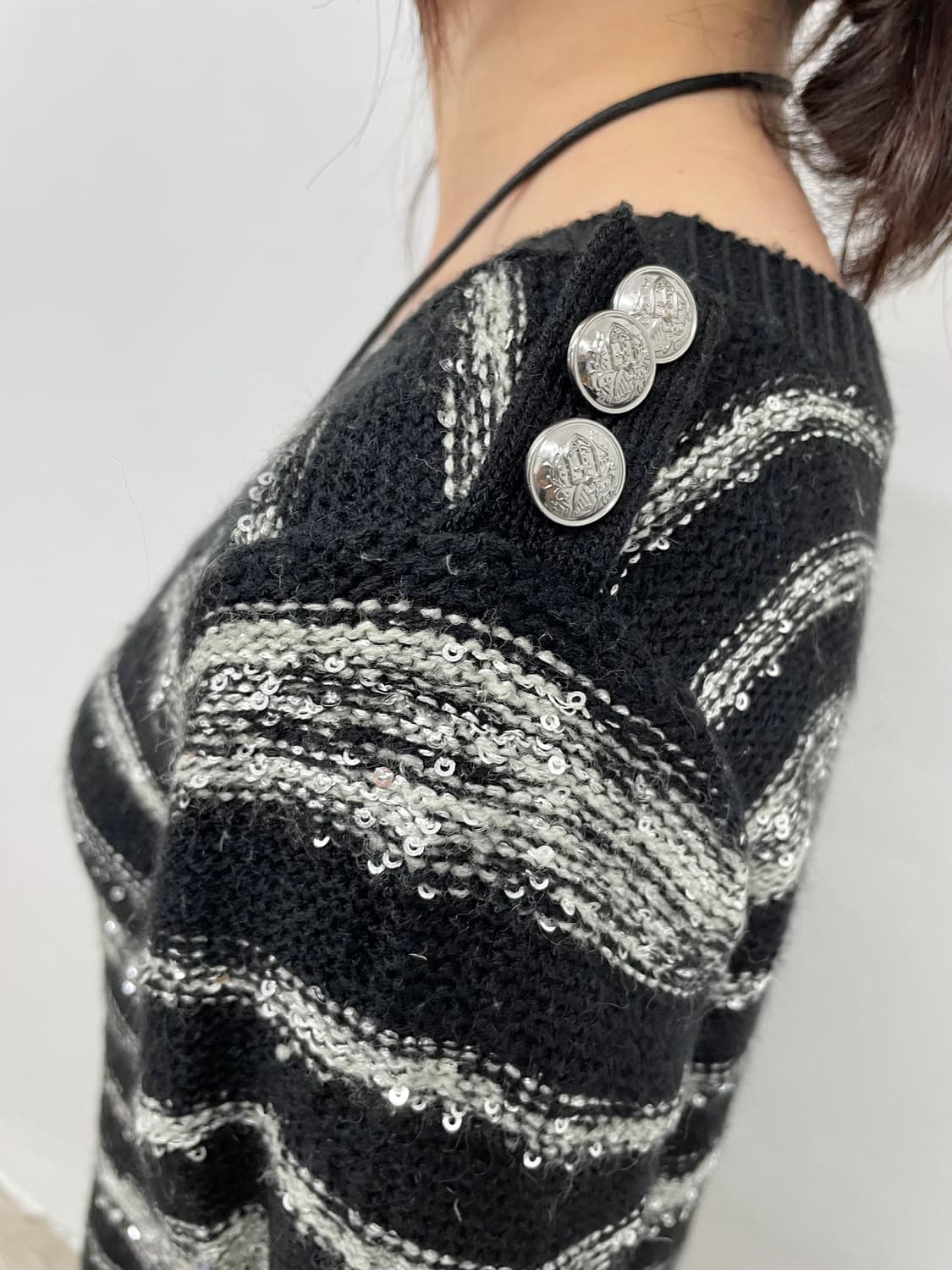 스트라이프 버튼 니트 원피스 상품이미지4