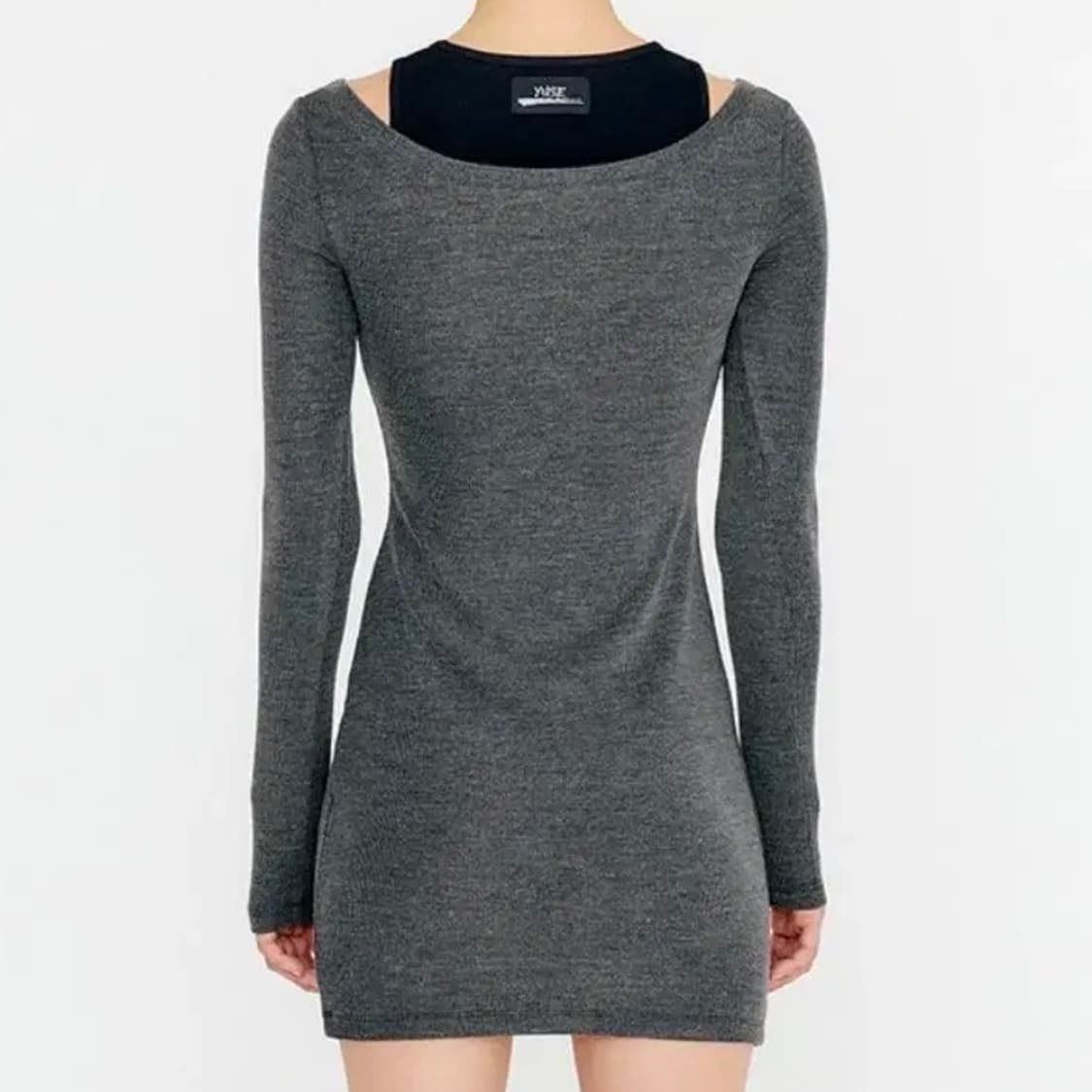 [새상품] 유즈 컷아웃 레이어드 아일렛 원피스 차콜 상품이미지3