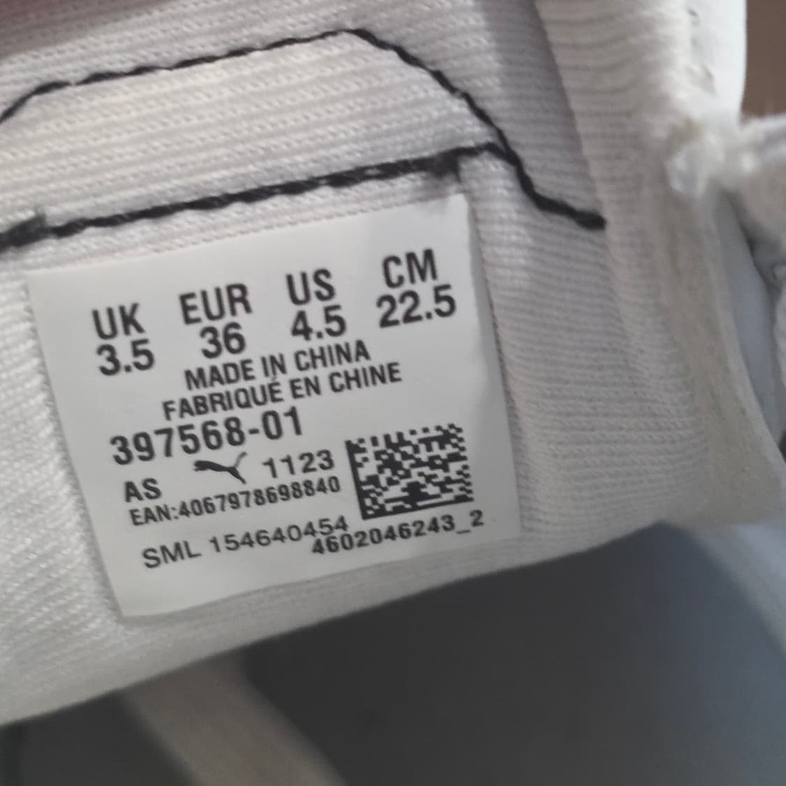 6q-30:푸마 스매쉬 플랫폼 스니커즈 화이트-블랙 (22.5cm) 상품이미지8