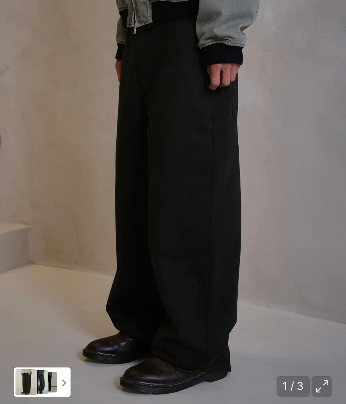 다이브인 무민서 워싱 코튼팬츠 블랙2사이즈 상품이미지1