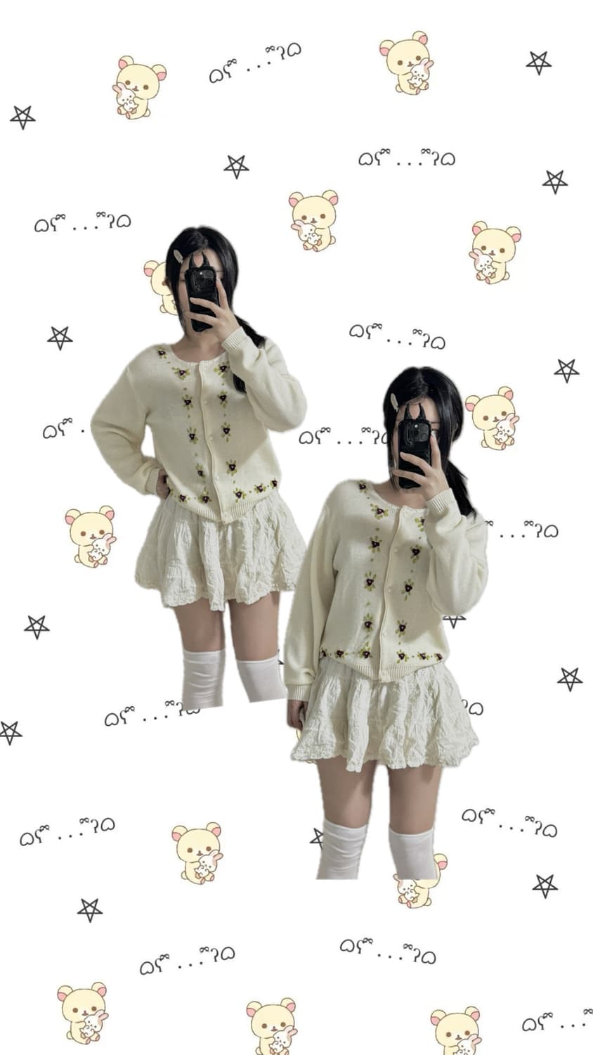 뜨개 진주단추 니트가디건 상품이미지1