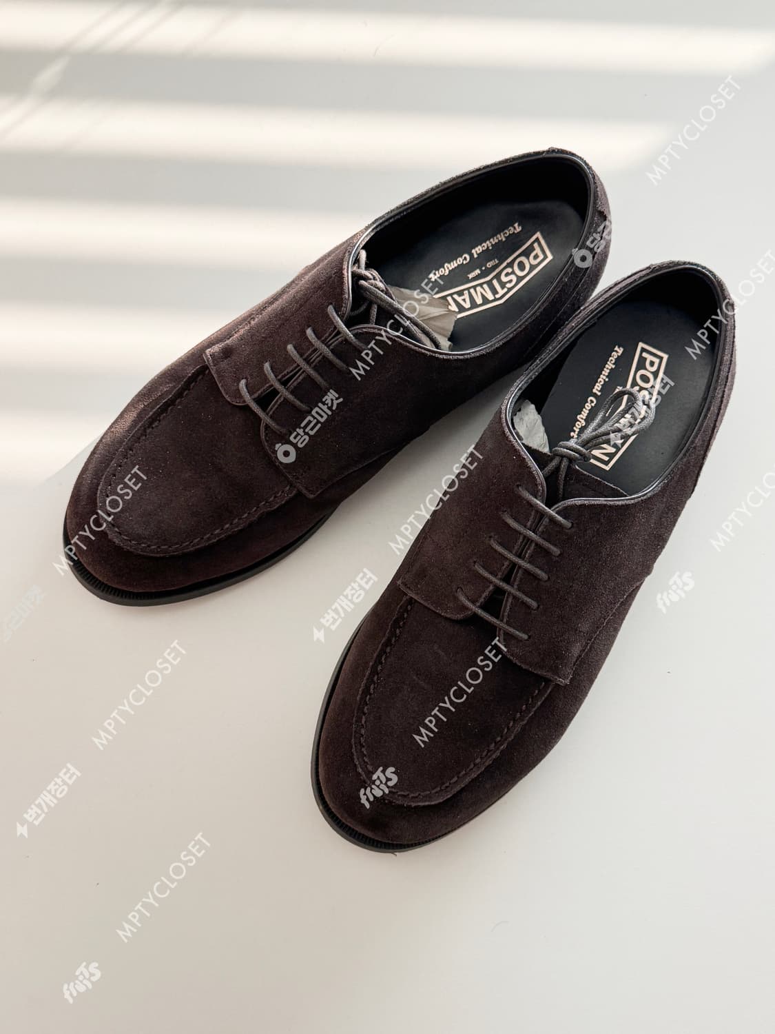 포스트맨 저널리스트 스웨이드 다크브라운 u팁 더비슈즈 상품이미지1