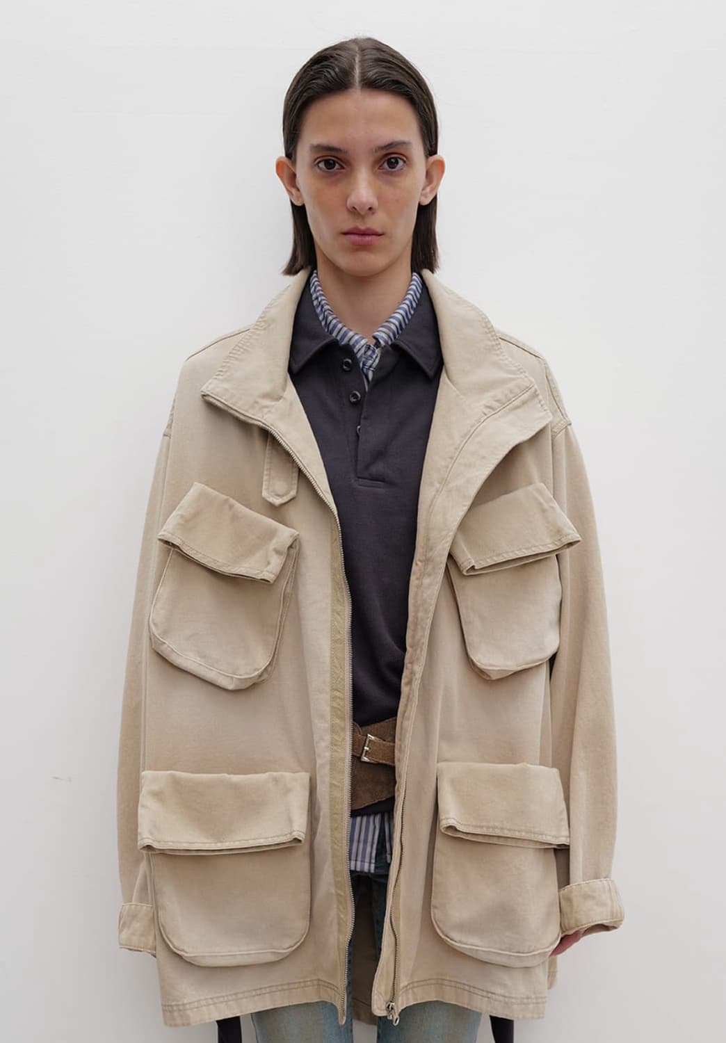 OPEN YY CARGO POCKET FIELD JACKET BEIGE 상품이미지1