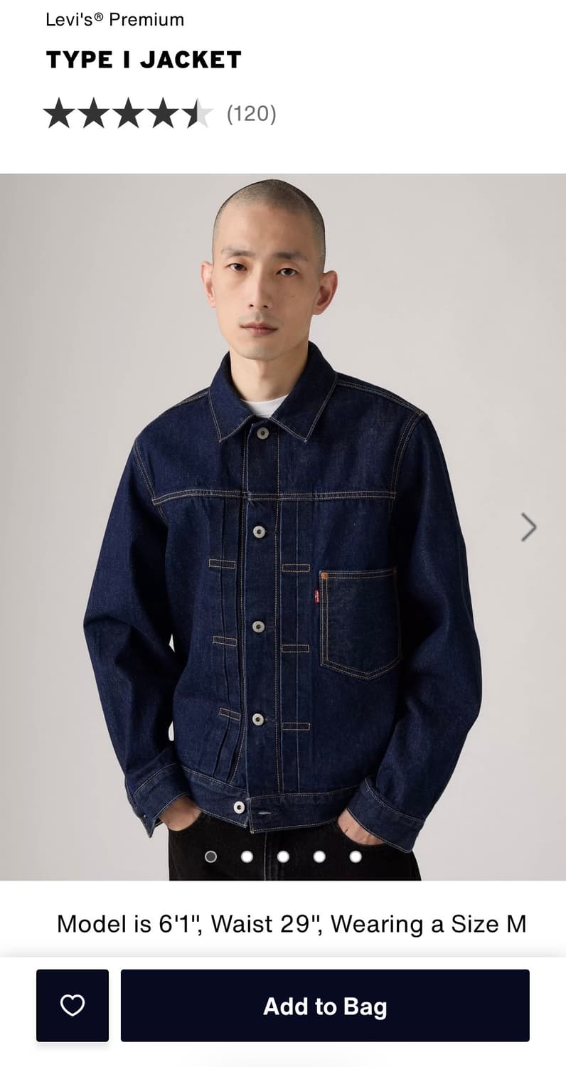 [L]리바이스 프리미엄 TYPE I 데님 자켓 새제품 상품이미지1