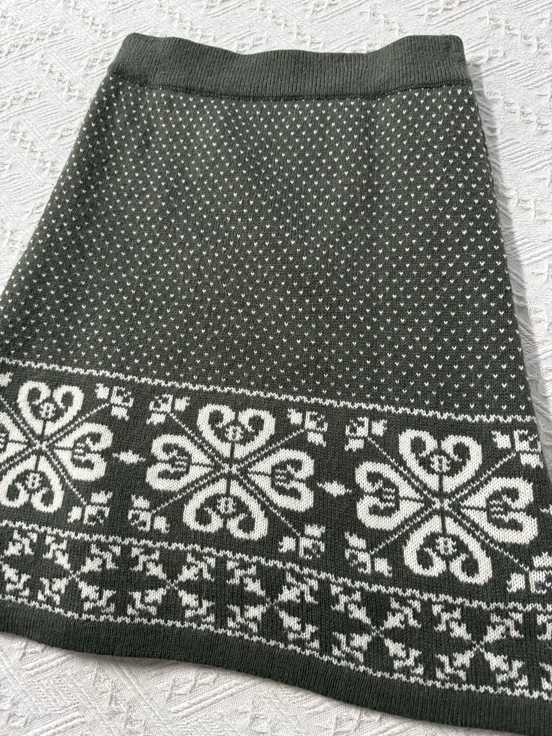 울 블렌디드 스노우 플레이크 패턴 니트 스커트 상품이미지6