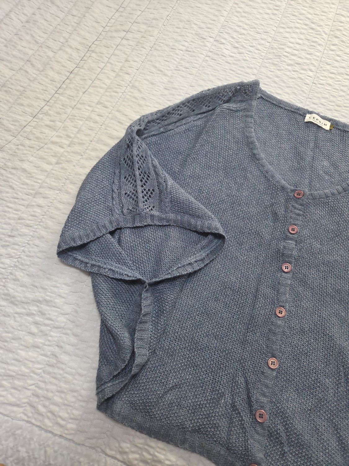 빈티지 블루 모리 상의 코디 세트 (2벌) (케이프, 체크 나시) 상품이미지7