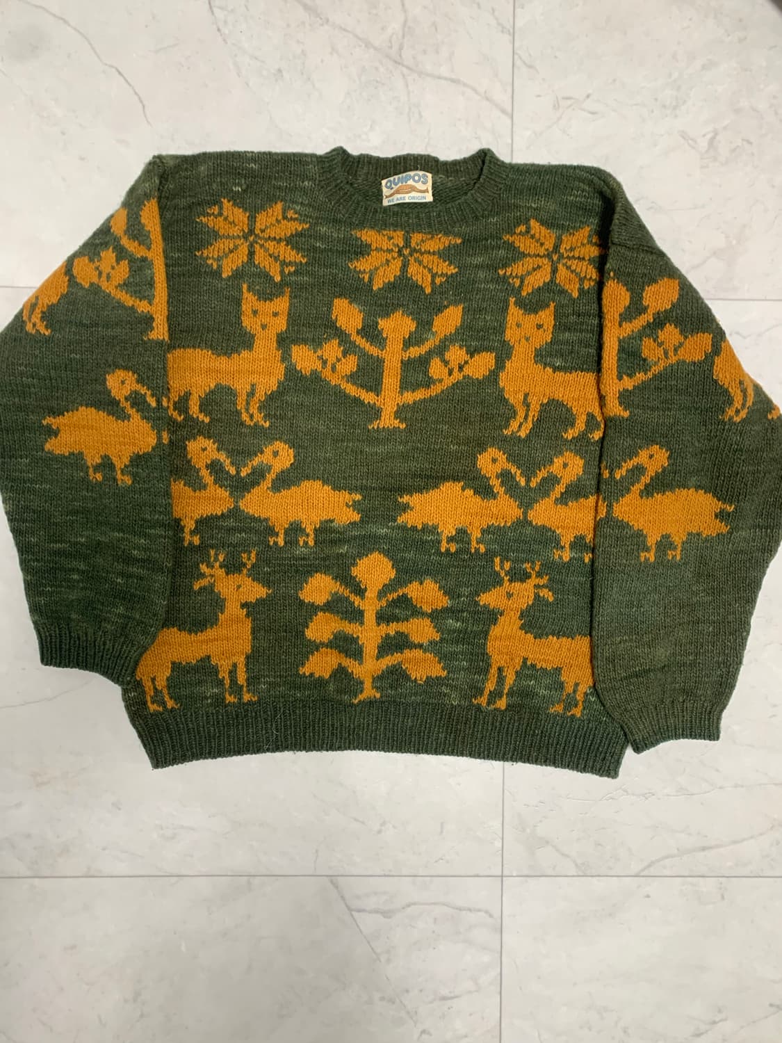 quipos 빈티지 사슴 패턴 니트 상품이미지1