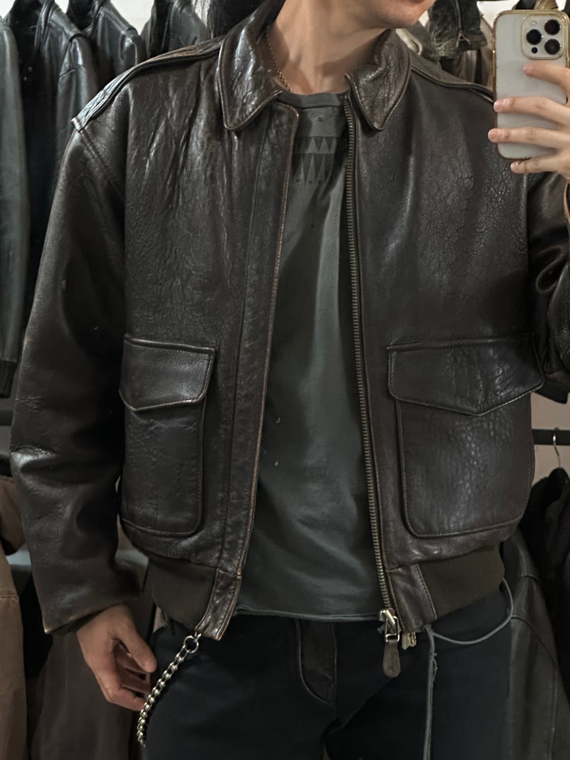 90’s OG 빈티지 아비렉스 A2 레더 자켓 빈티지 레더 봄버 상품이미지10