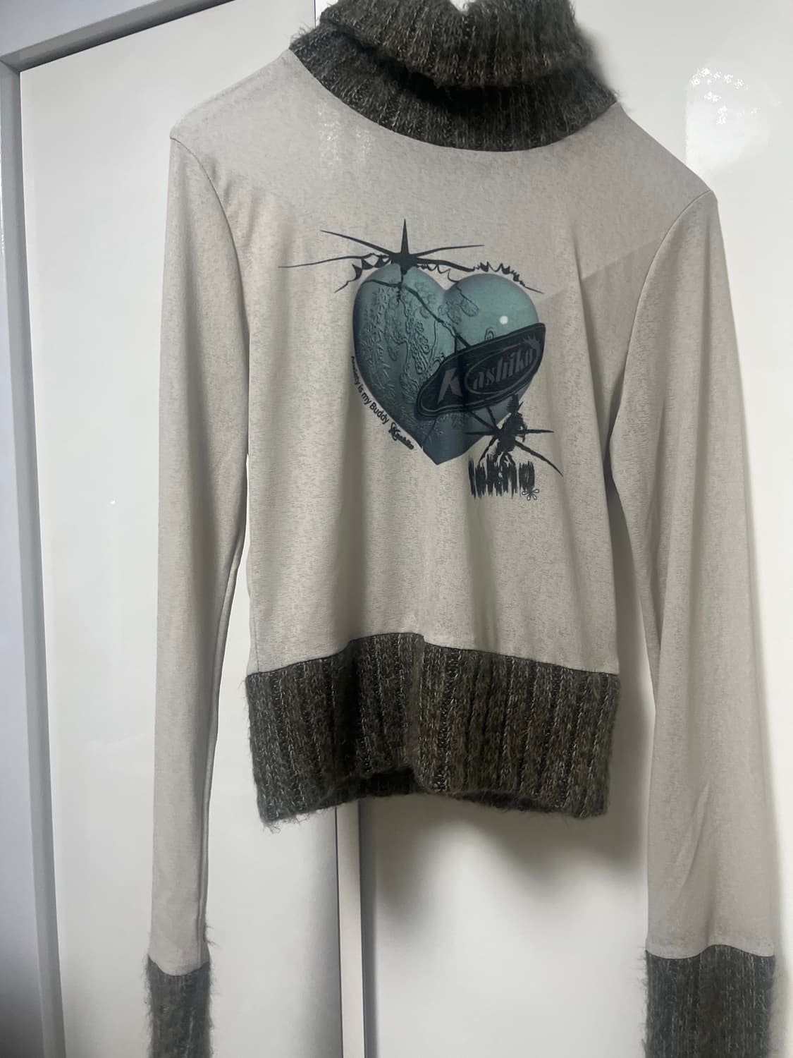 카시코 제이드 프린트 메쉬 탑 카키 판매 합니당 상품이미지3