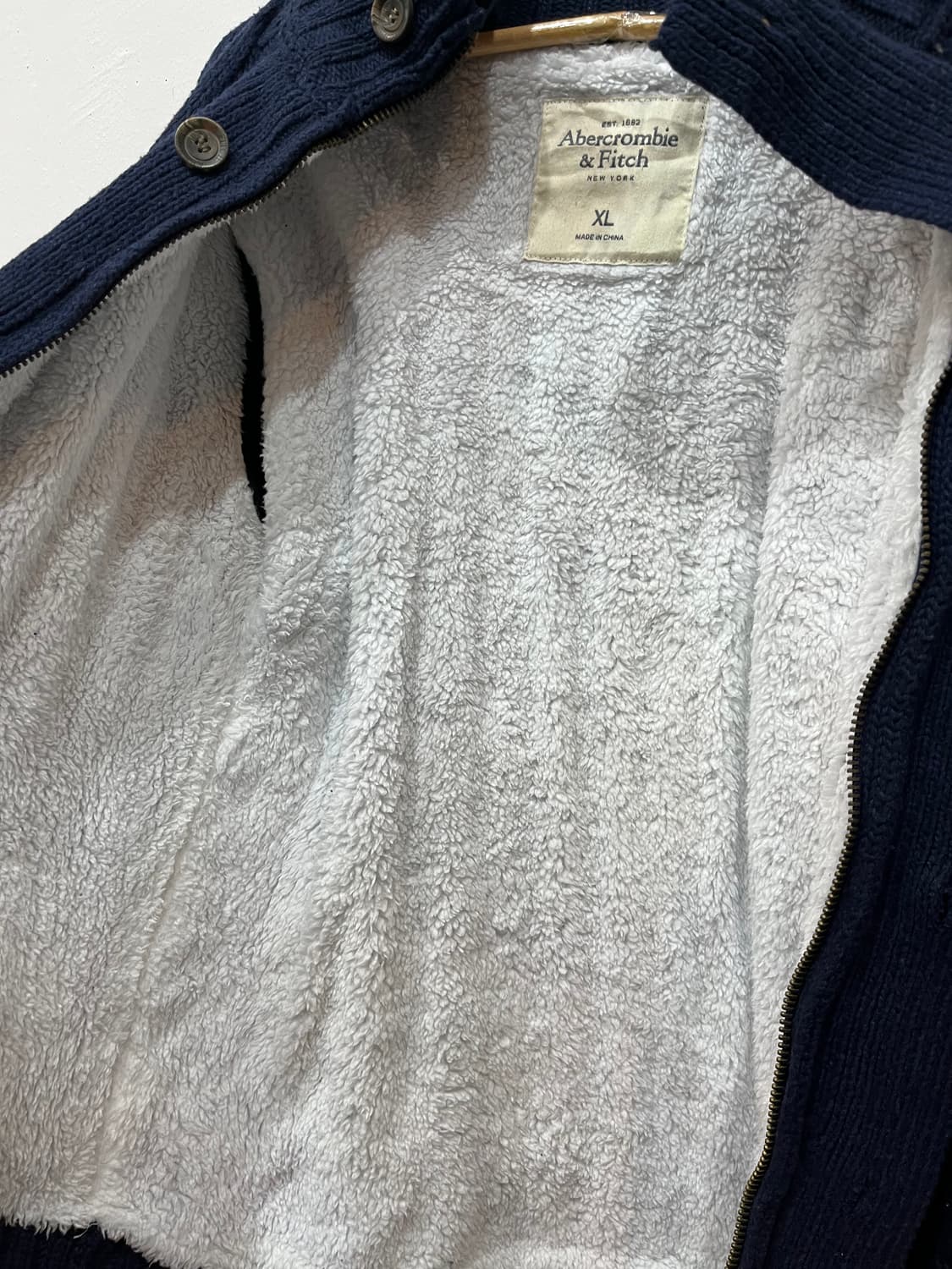 아베크롬비 케이블 양털 니트집업 네이비 XL 상품이미지3