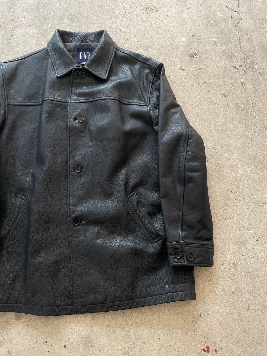 90-00s Old GAP Leather Black Car Coat 상품이미지3