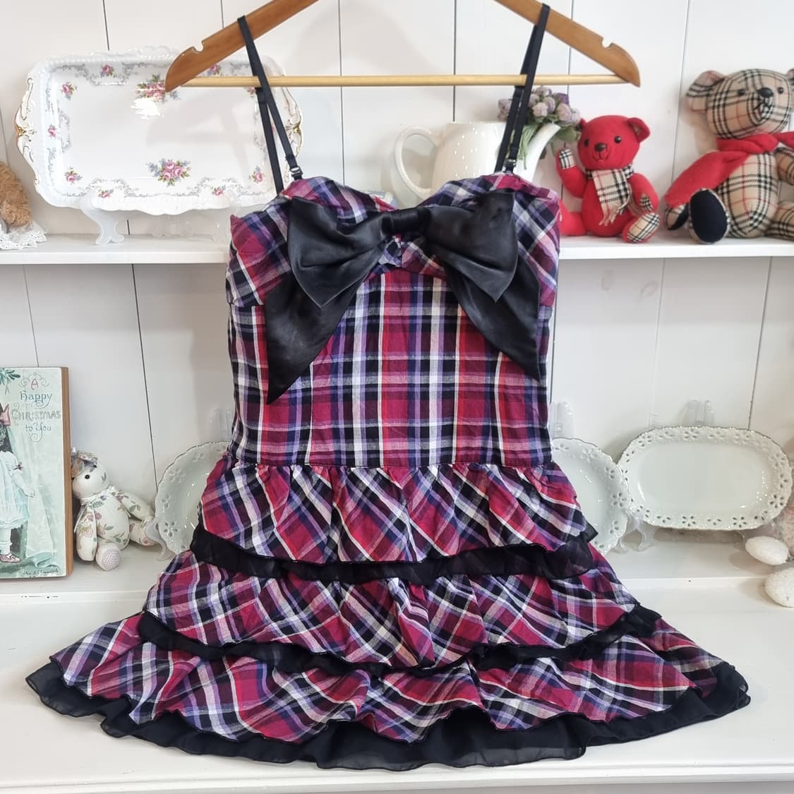 체크 리본 프릴 원피스 상품이미지2