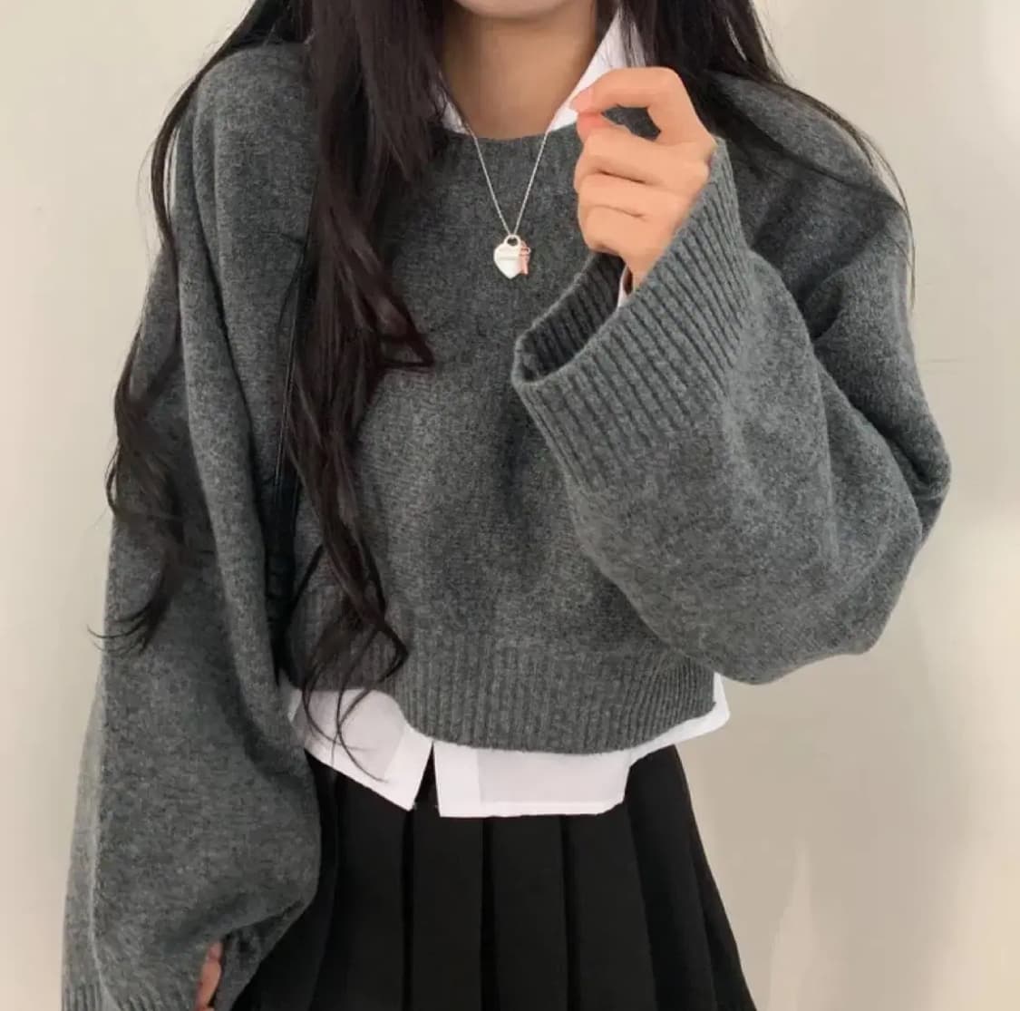 루즈핏 니트 크롭 상품이미지1