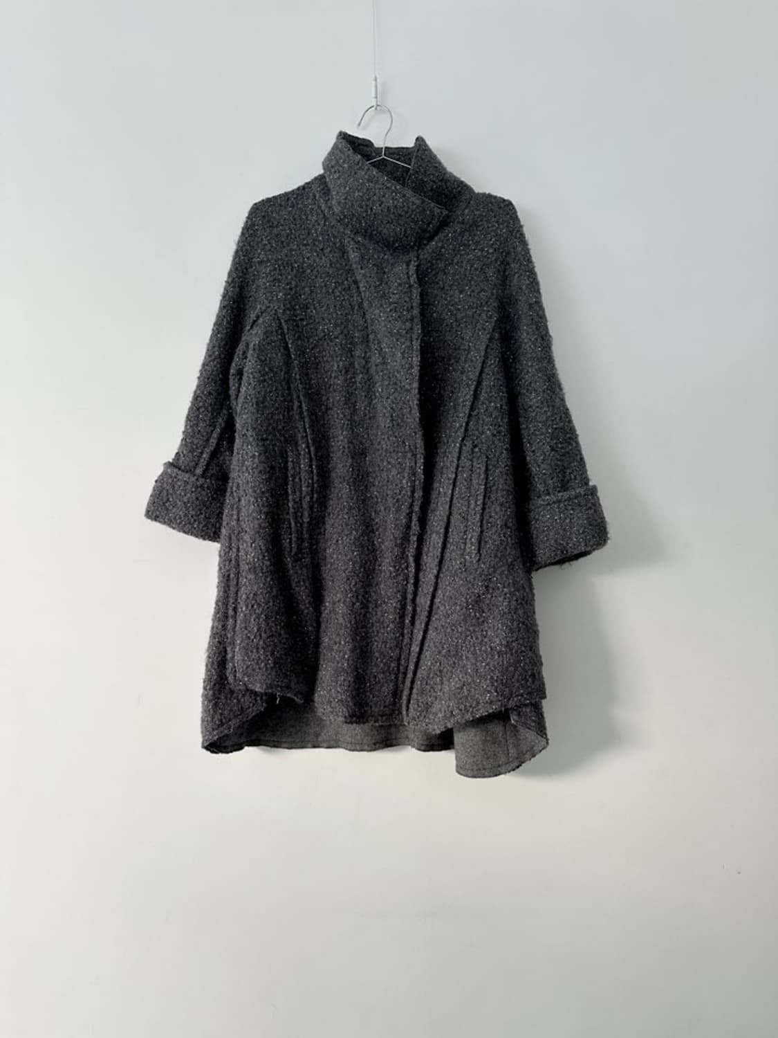 MINE high neck drape boucle coat / grey 상품이미지6