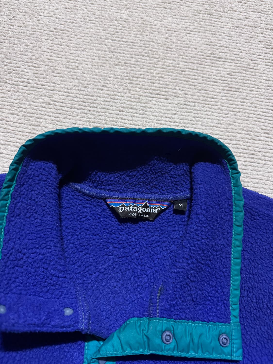 80s USA 파타고니아 신칠라 스냅티 블루퍼플 M 상품이미지3