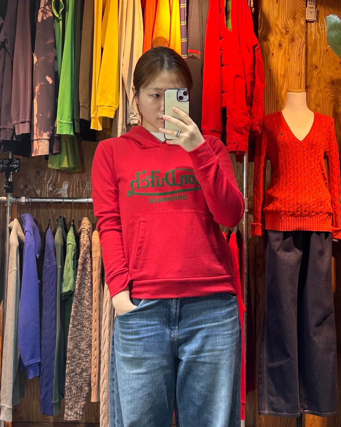 S 본더치 시그니처 로고 레드&그린 후드 상품이미지1