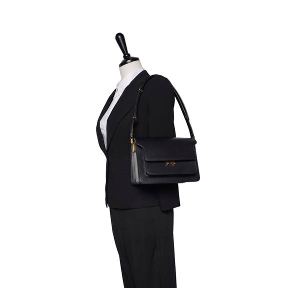 (중고) 마르니 블랙 카프스킨 트렁크 미듐 숄더백 상품이미지4