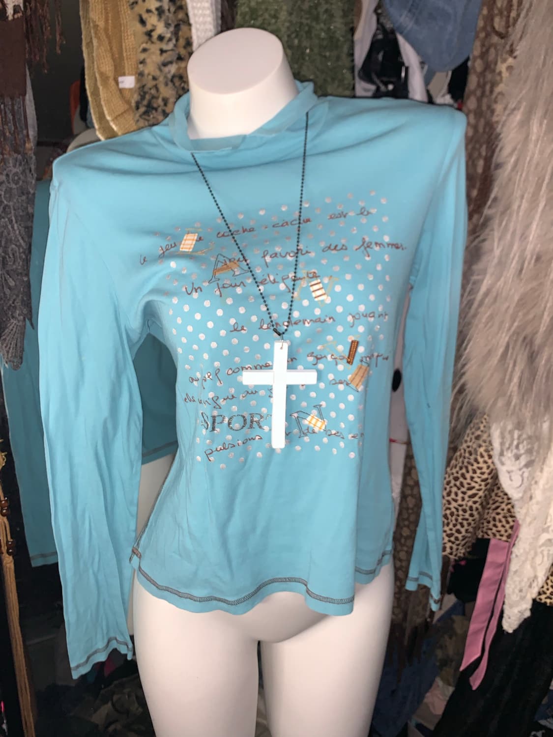 y2k 모리 하늘색 터틀넥 상품이미지1