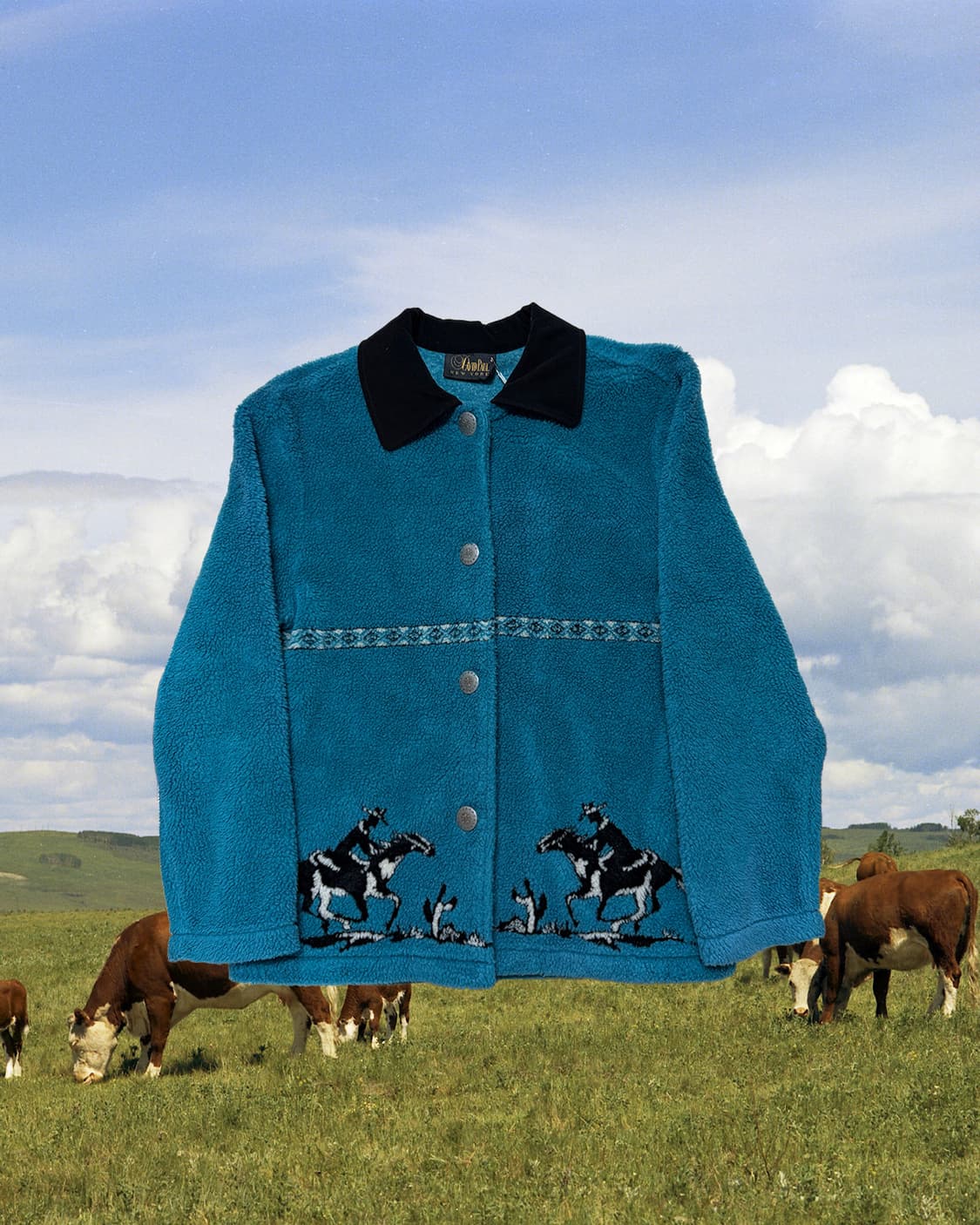 빈티지 카우보이 패턴 플리스 자켓 상품이미지4