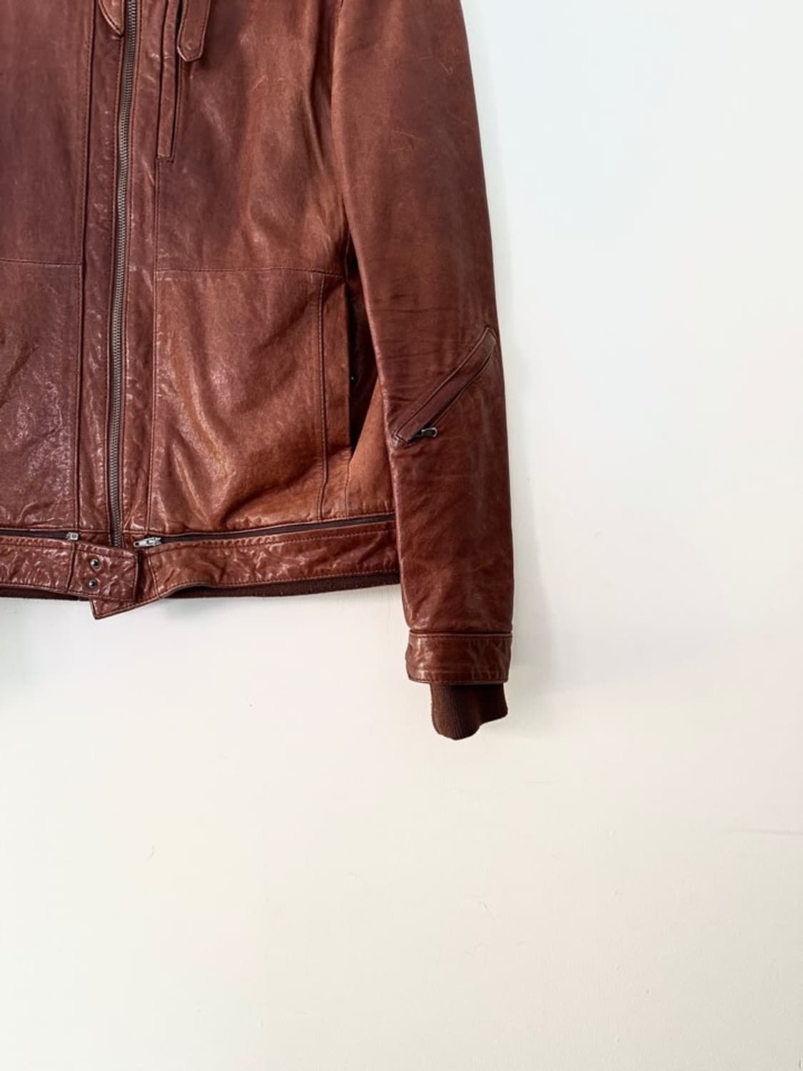 Loose sheepskin leather jacket / orange  상품이미지6