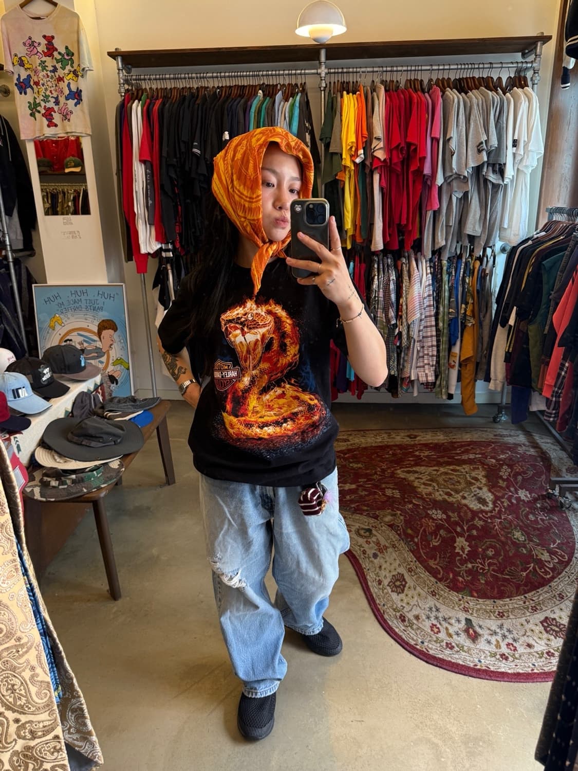 Harley Davidson Motorcycles Fire Snake T 상품이미지4