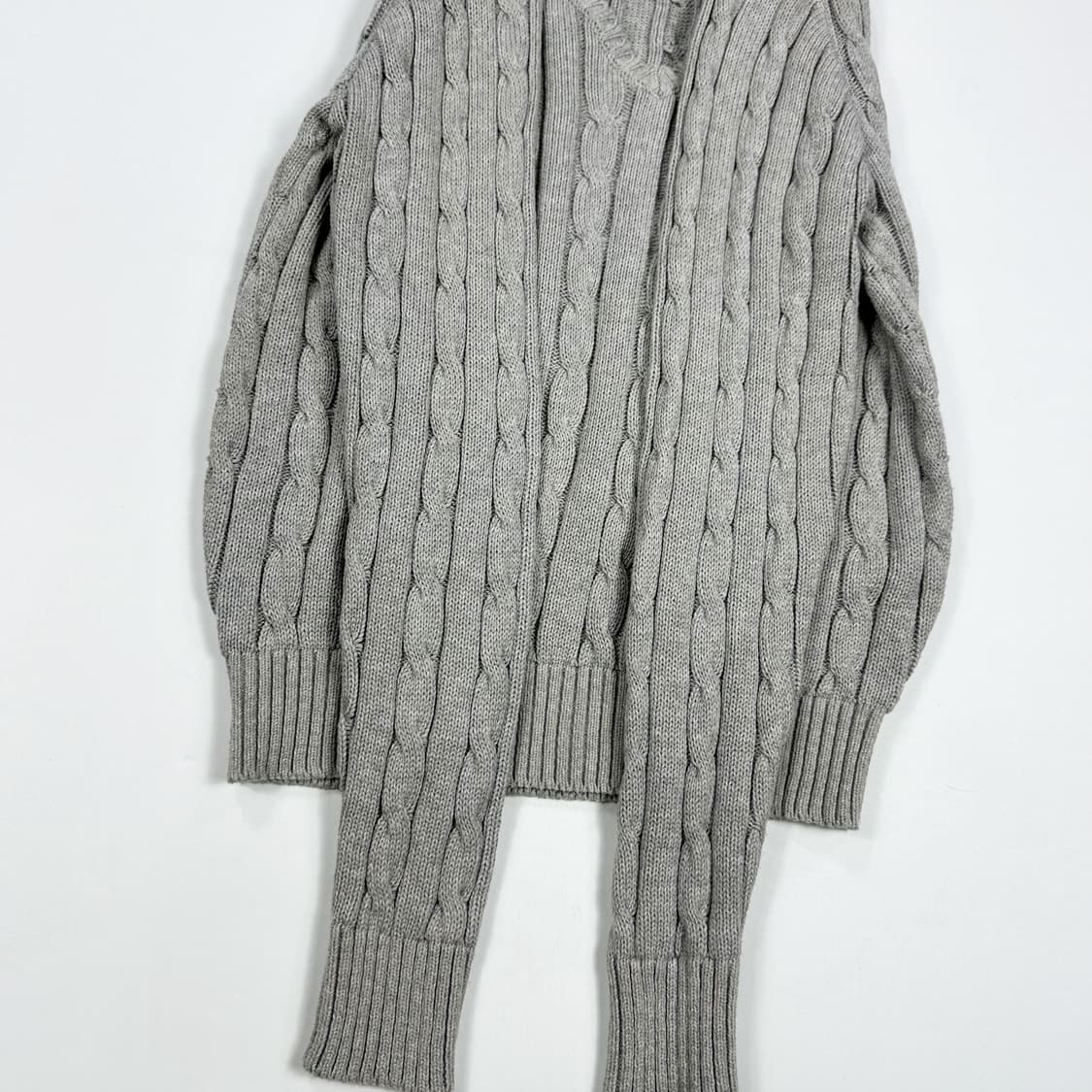 폴로 랄프로렌 여성 클래식 브이넥 케이블 니트 그레이 여성S 상품이미지4