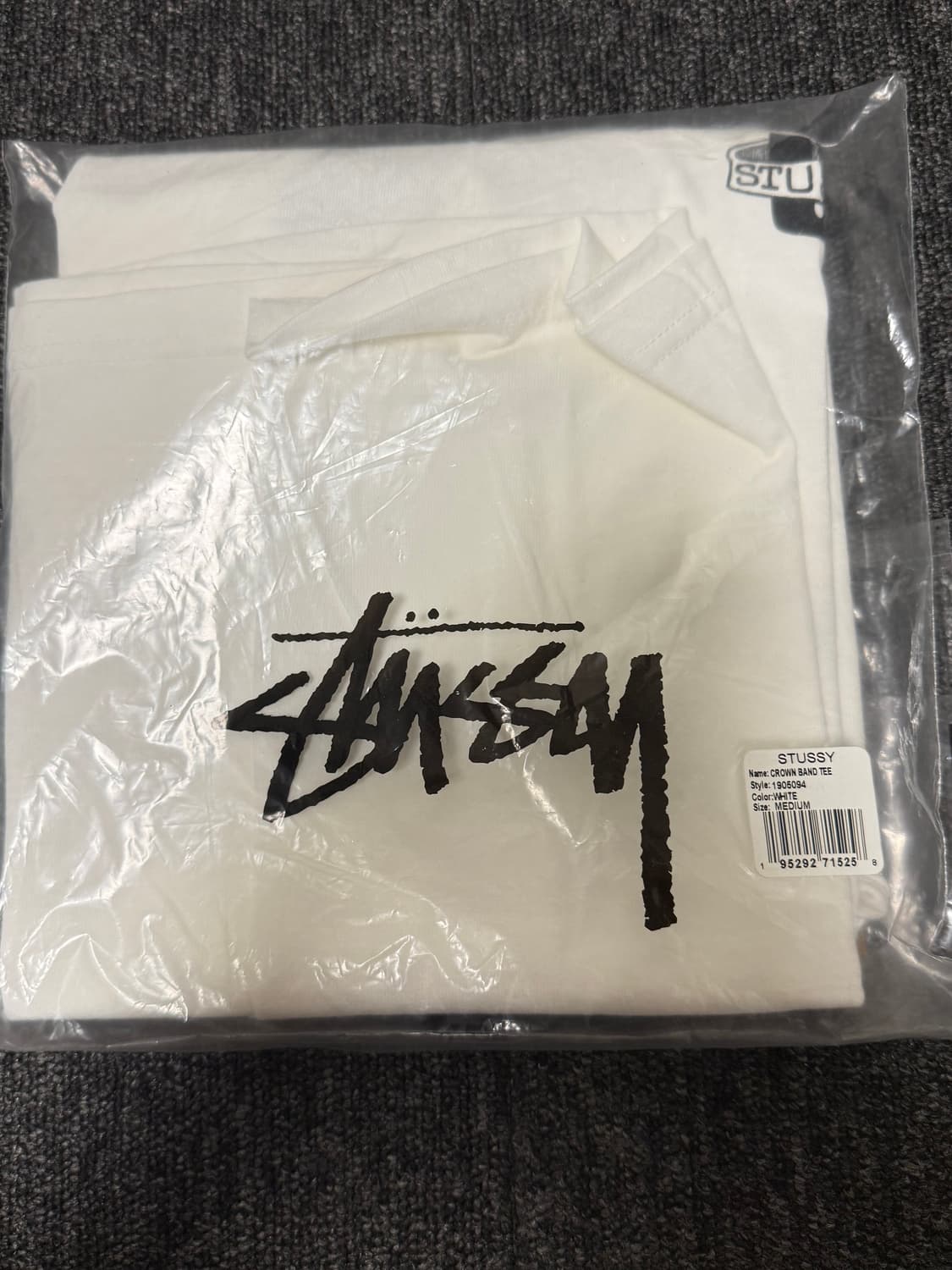 [M] 스투시 크라운 밴드 반팔 티셔츠 화이트 상품이미지1