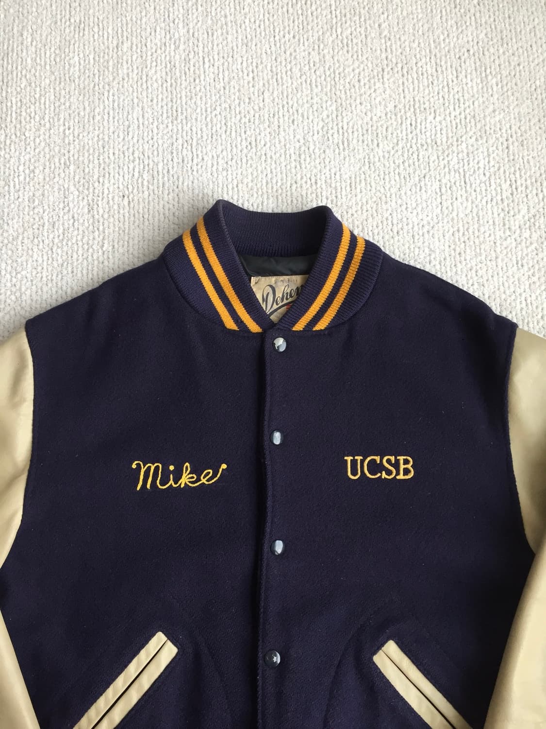 80-90‘s Dehen UCSB 울 레더 바시티 자켓 상품이미지3