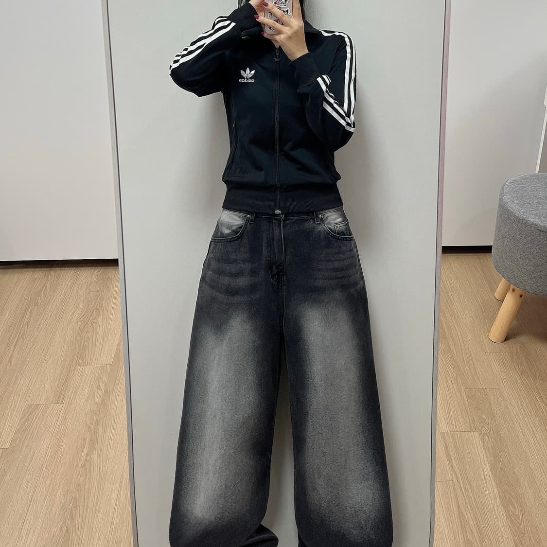 아디다스 딱붙핏 파이어버드 블랙 트랙탑 제니 져지 상품이미지1