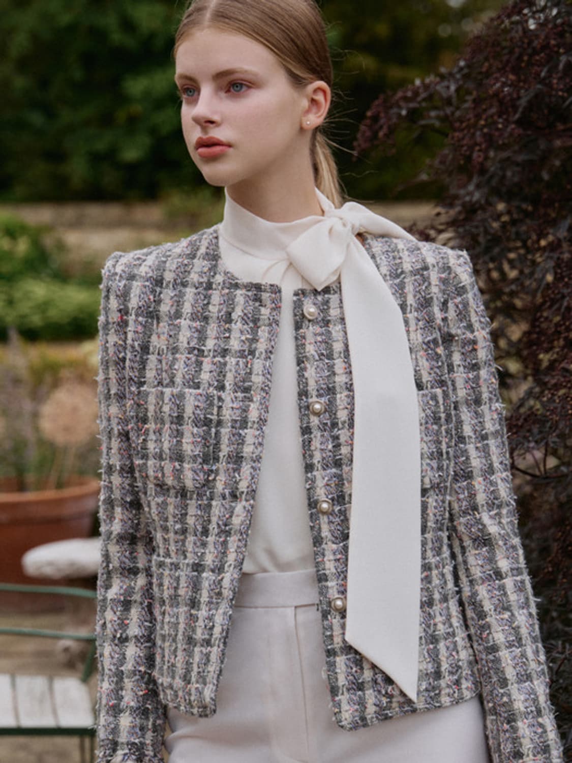 비에이유 브레이드앤유 brideandyou 라운드넥 트위드 자켓 0 상품이미지1