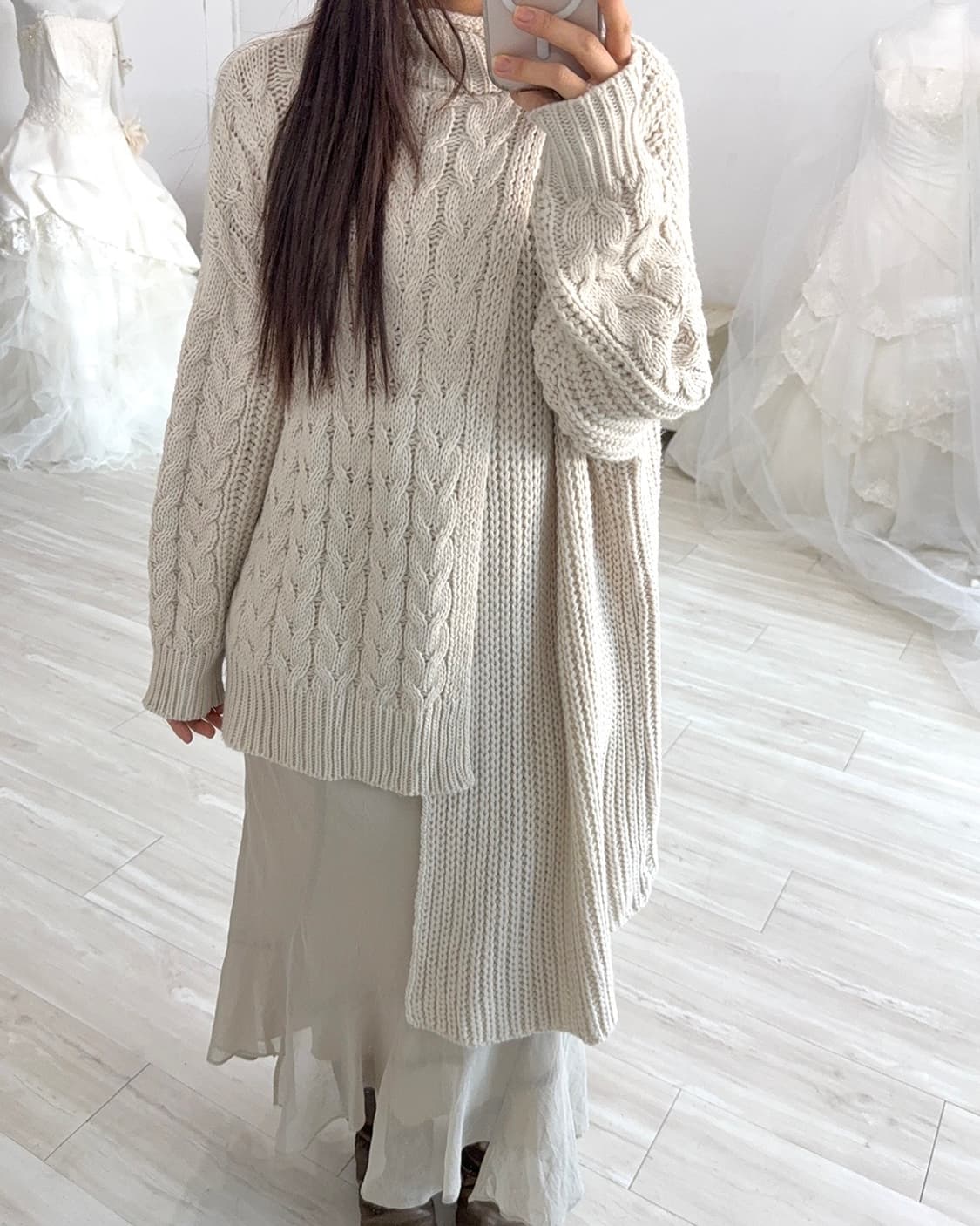 Cosy Mute oatmeal unique knit top 상품이미지7