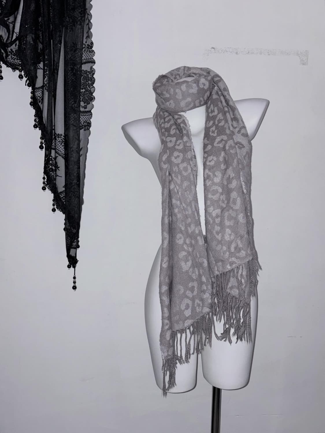 무채색 호피 레오파드 갸루 목도리 상품이미지2