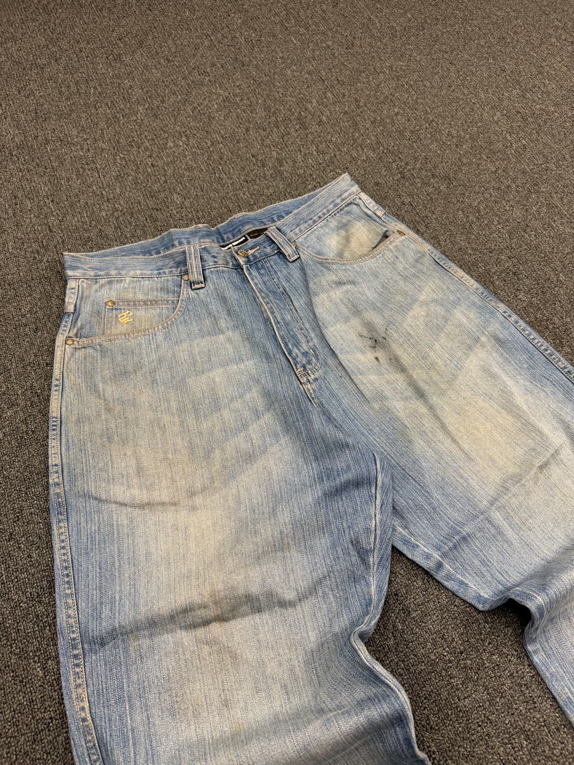 36) 로카웨어 빈티지 y2k 핸드드로잉 커스텀 연청 힙합팬츠 상품이미지2