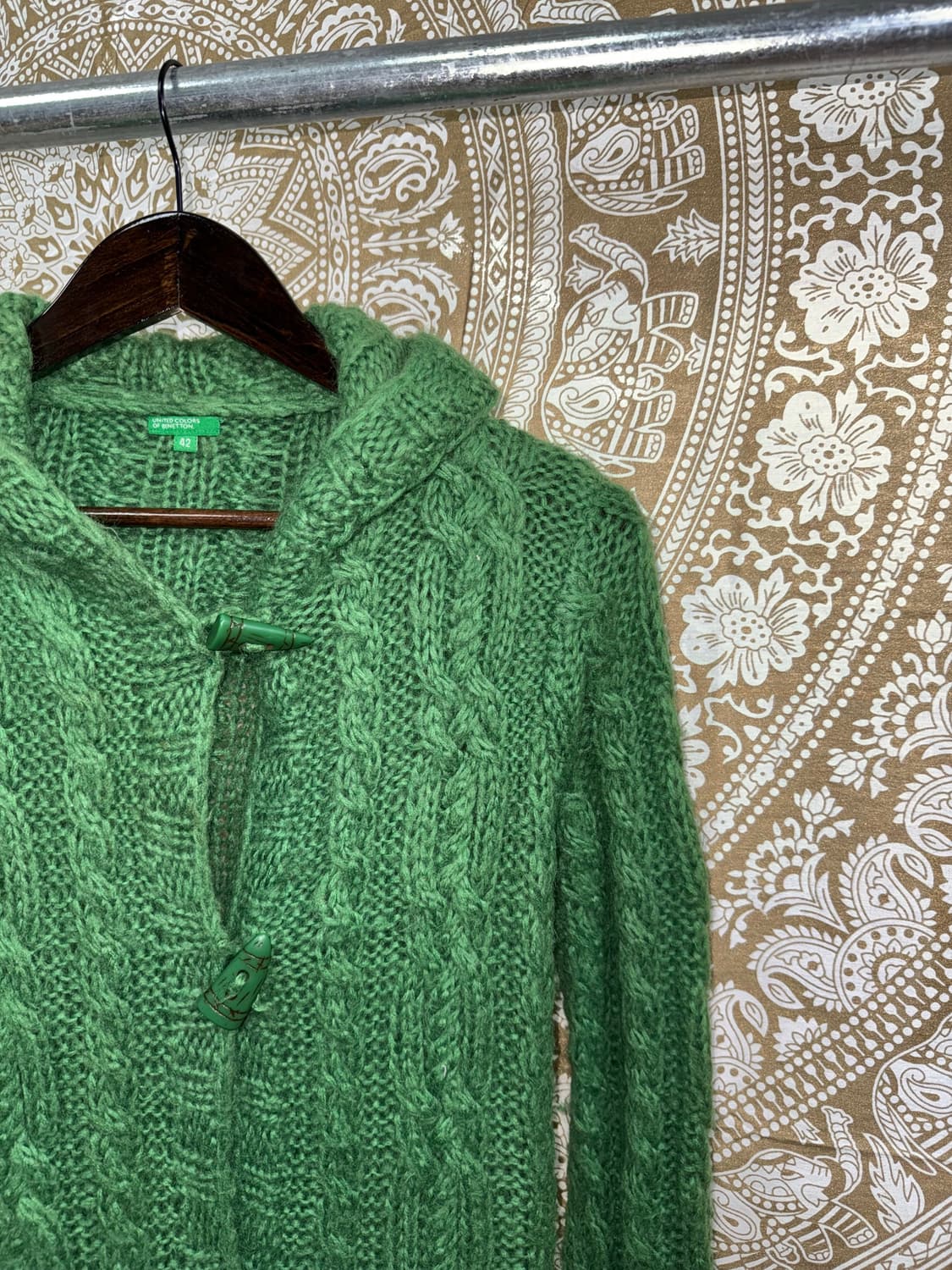 베네통 여성 케이블 떡볶이단추 니트 가디건  상품이미지4