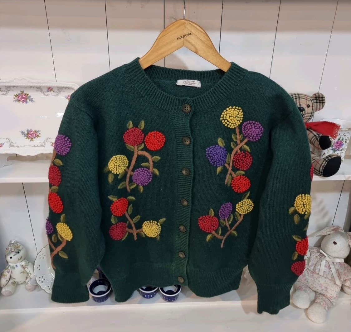 그린 꽃자수 가디건 상품이미지2