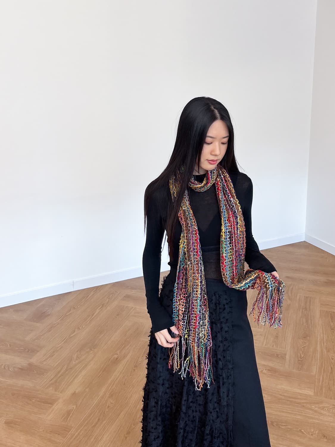 JPN 레인보우 크로셰 머플러  상품이미지1