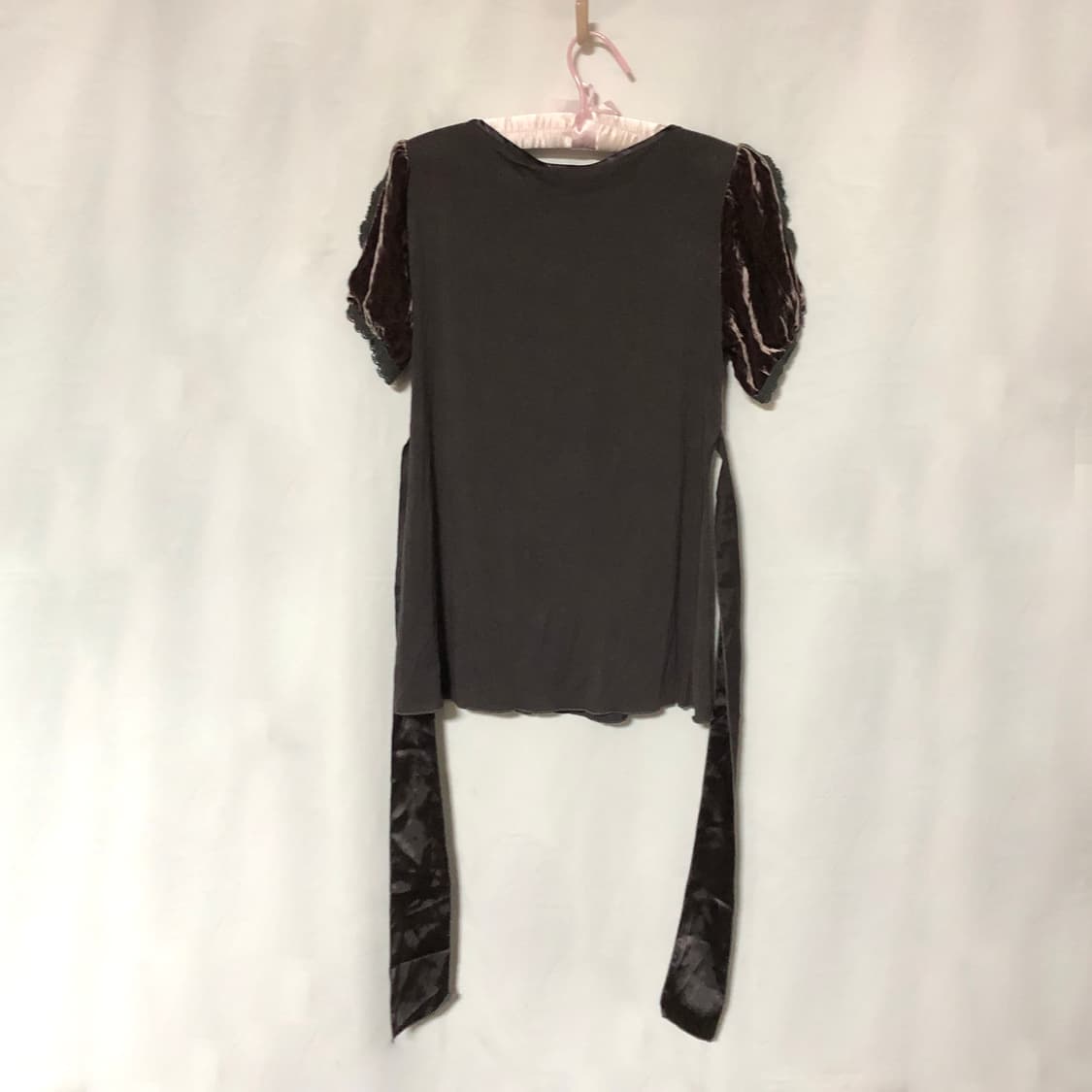 허리 리본 레이스 탑 브라운 상품이미지9