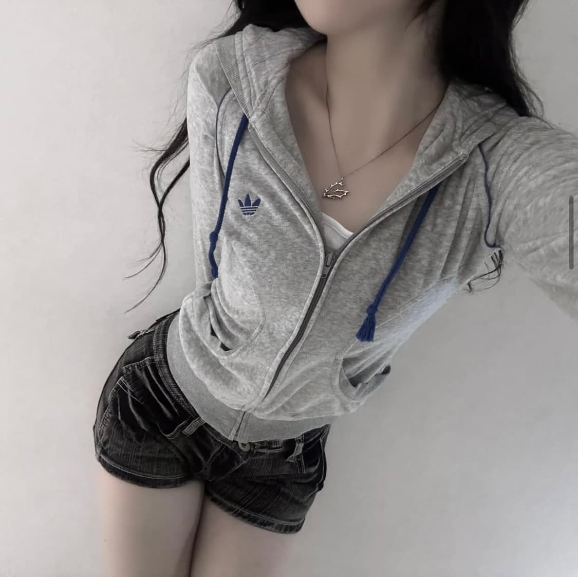 아디다스 그레이블루 보들 후드집업 stc진리이코어항베이비베어스포티 상품이미지1