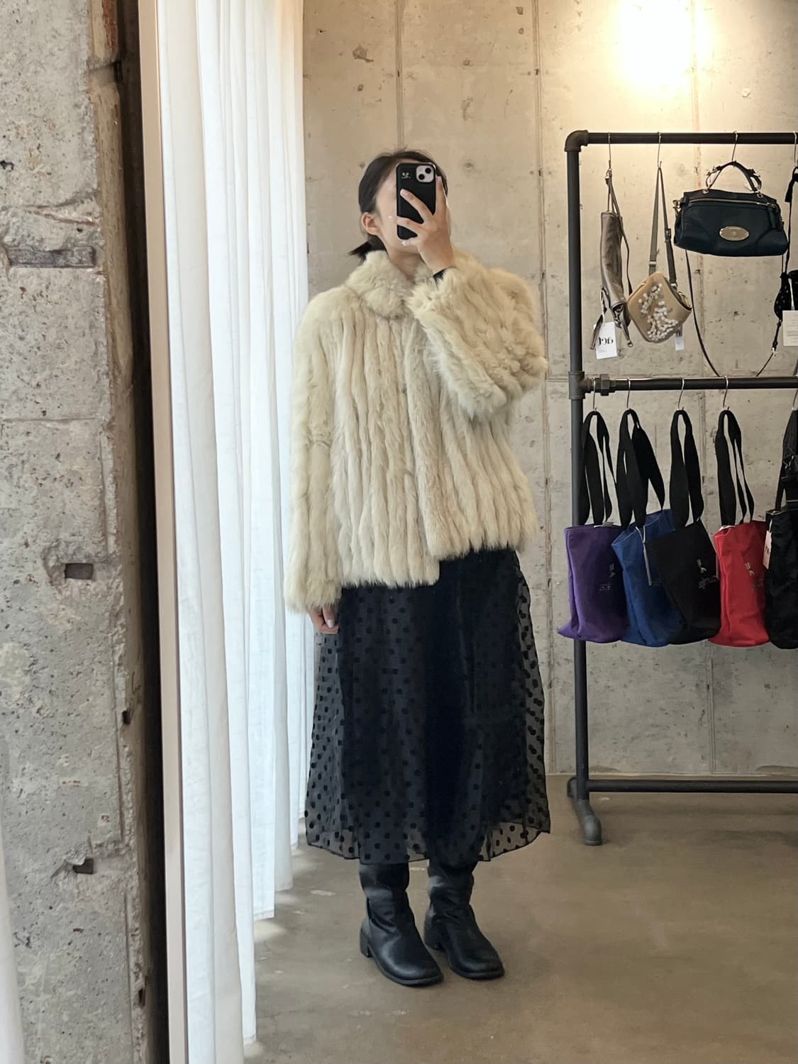 SAGA FOX 리얼 폭스 퍼 자켓 아이보리 상품이미지3