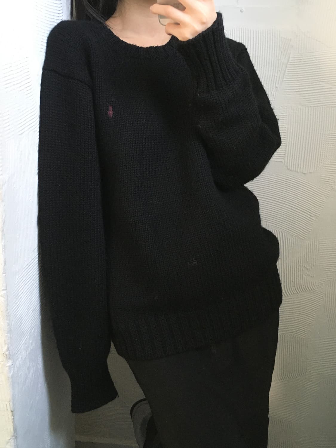 Polo 폴로 랄프로렌 블랙 컬러 헤비 울 라운드 니트 상품이미지1