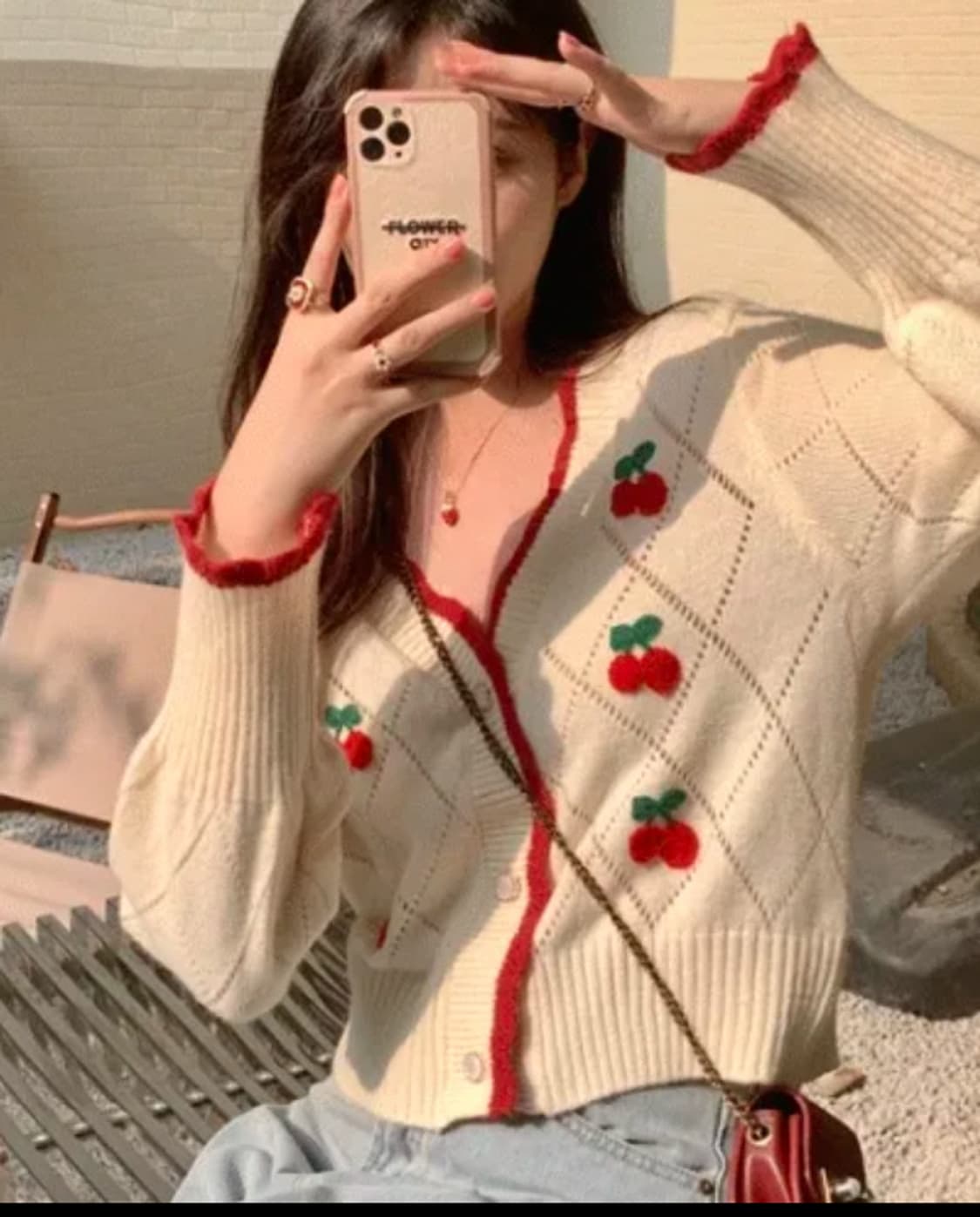 체리자수 아이보리 가디건 상품이미지4