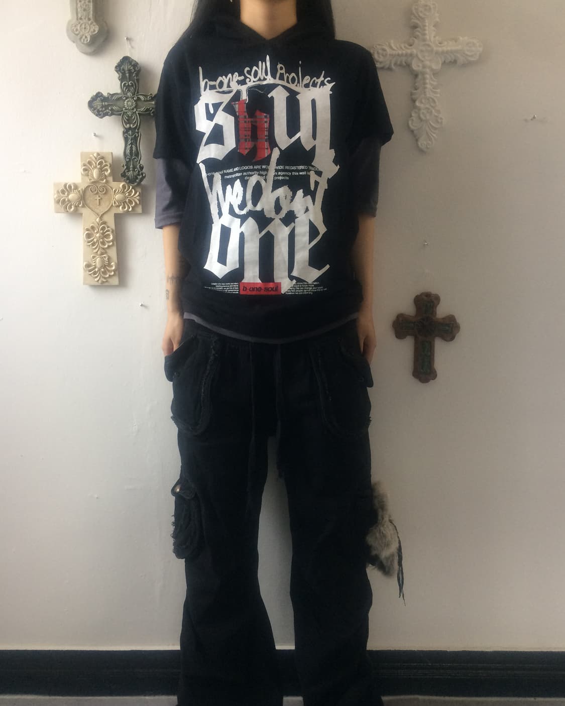 lettering printing layered hood sleeve 상품이미지1