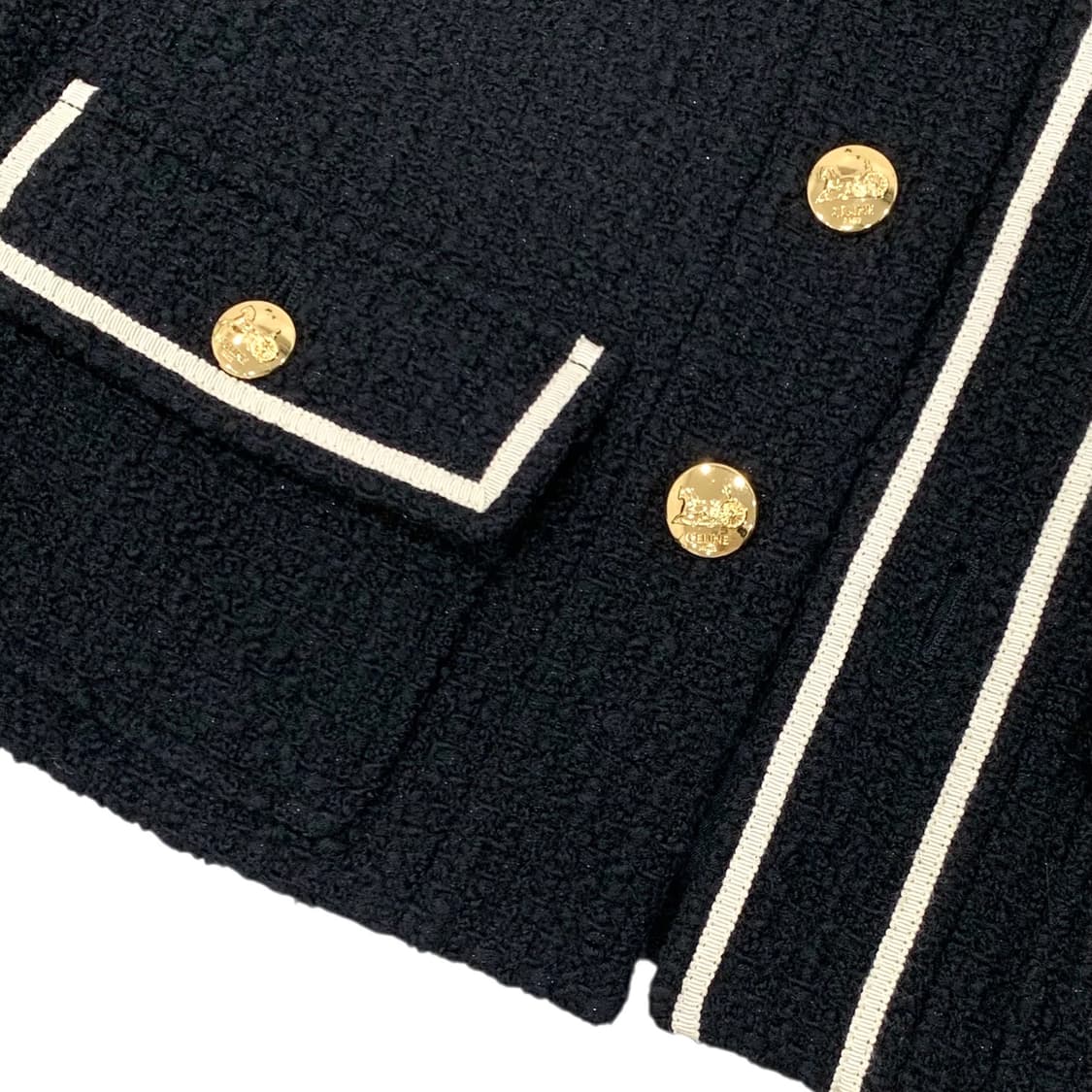 셀린느 샤세르 부클레 울 트위드 골드 버튼 자켓 상품이미지5