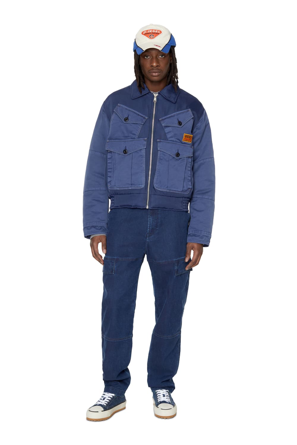 DIESEL-로고 패치 포켓 장식 믹스 패딩자켓 상품이미지3