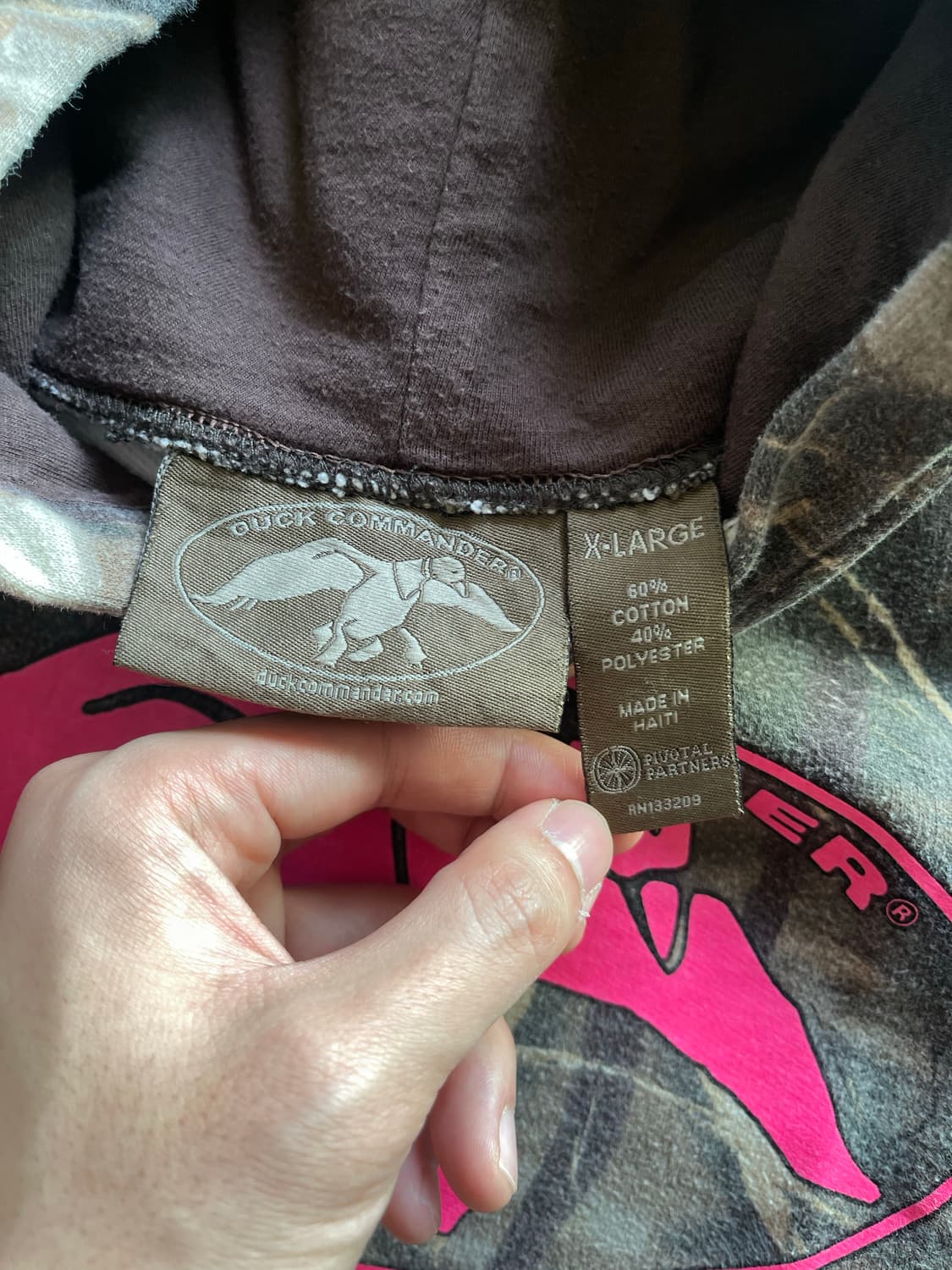 DUCK COMMANDER 핑크 로고 후드티 XL 상품이미지4