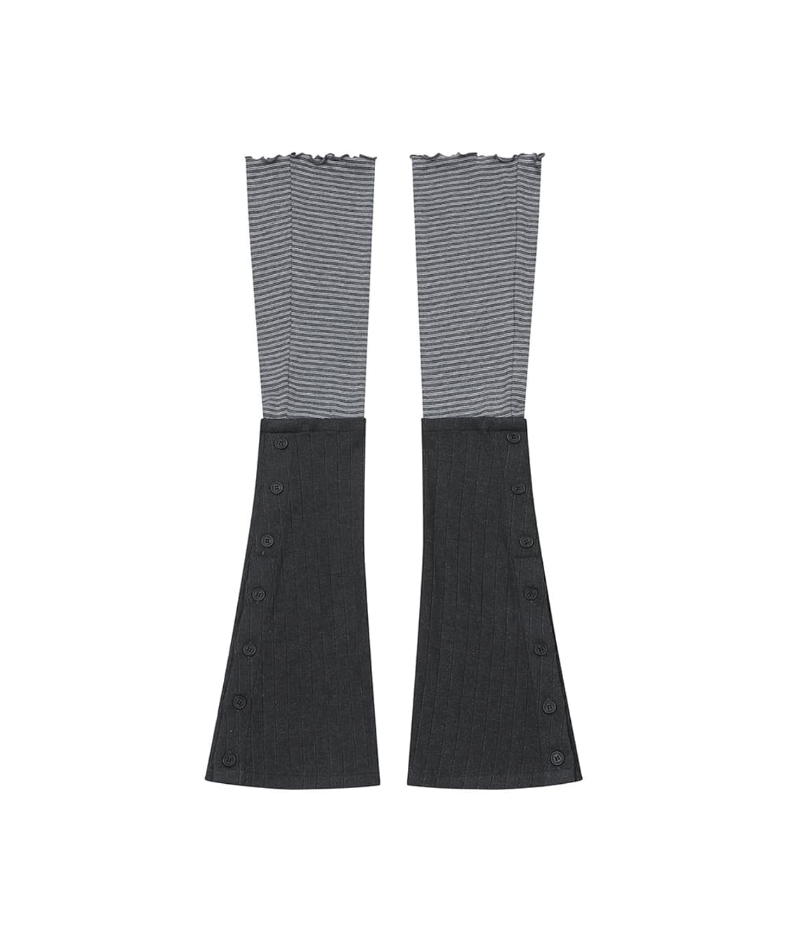 Striped layered button leg warmer CHARCO 상품이미지1