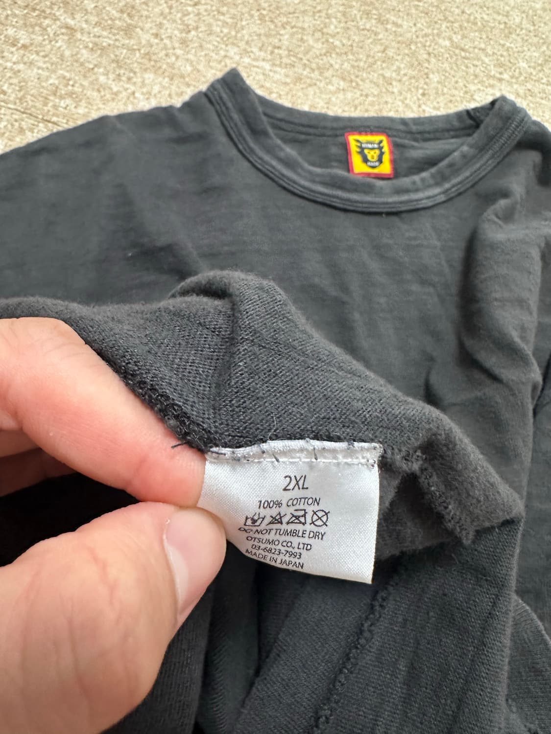 휴먼메이드 하트 배지 티셔츠 블랙 2xl 판매합니다. 상품이미지4