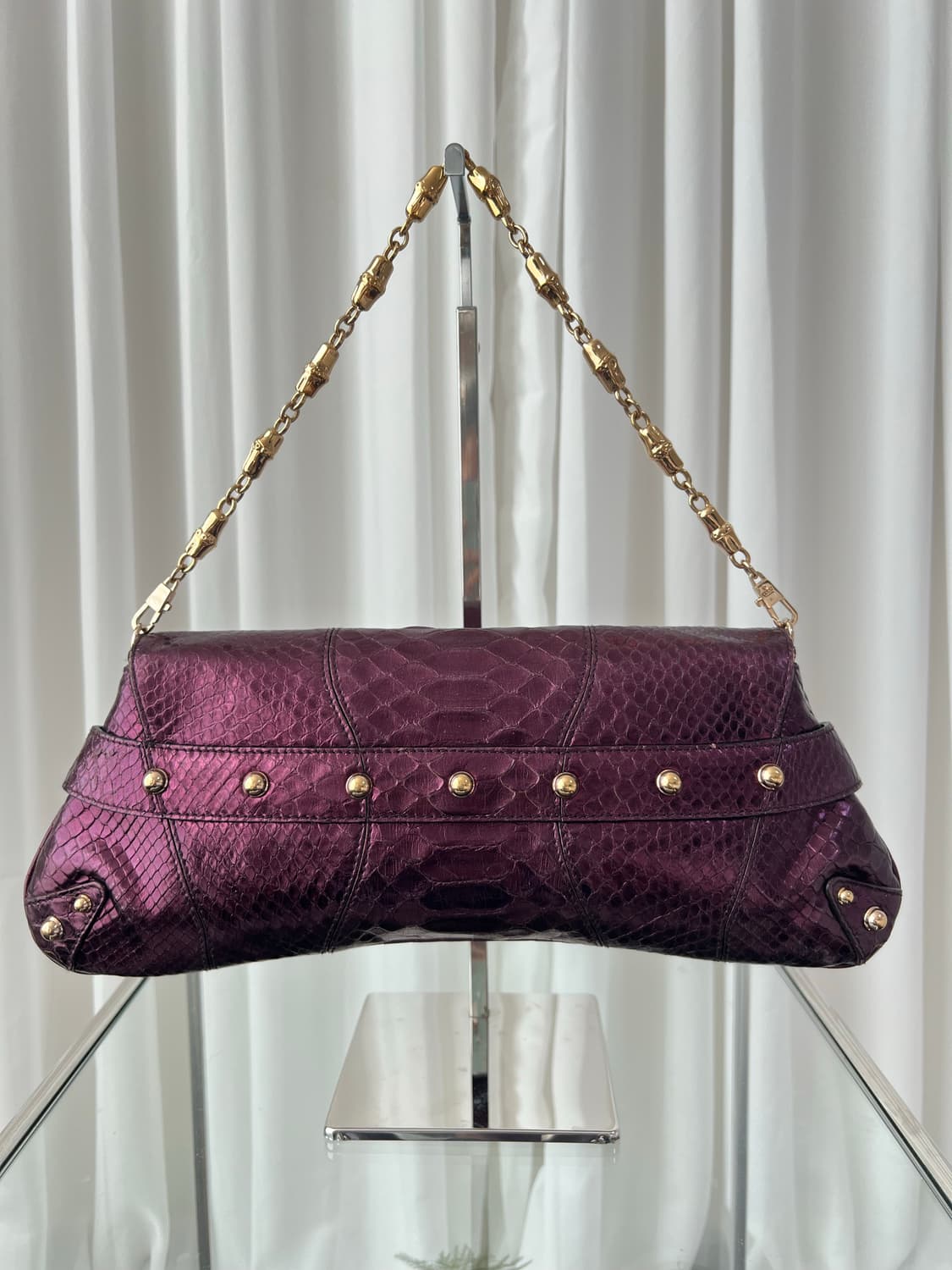 Rare  구찌 홀스빗 1955 메탈릭 리자드 숄더백 상품이미지4